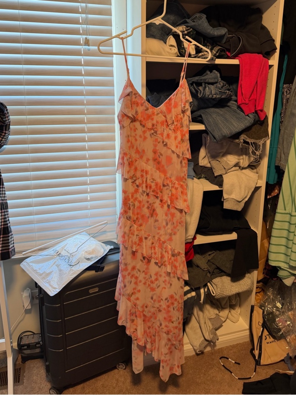 NWT Steve Madden Pink Orange Floral Ruffled Maxi Dress